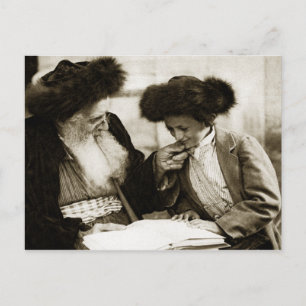 Postal 1920 Estudiando la Torá, de tono sepia