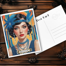Postal 1920s Cocktail Elegance Flapper Girl