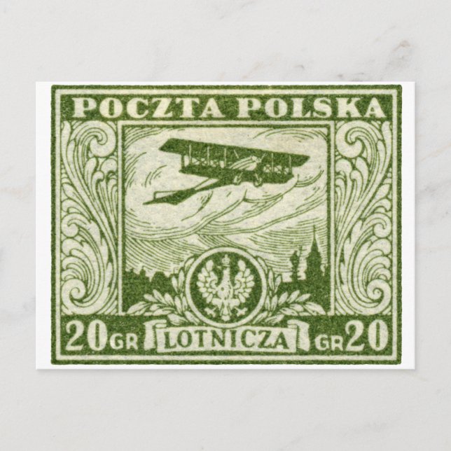 Postal 1925 20gr Sello de correo aéreo polaco (Anverso)