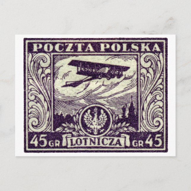 Postal 1925 45gr Sello de correo aéreo polaco (Anverso)