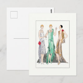Postal 1930 Mujeres vintage con vestidos de gala