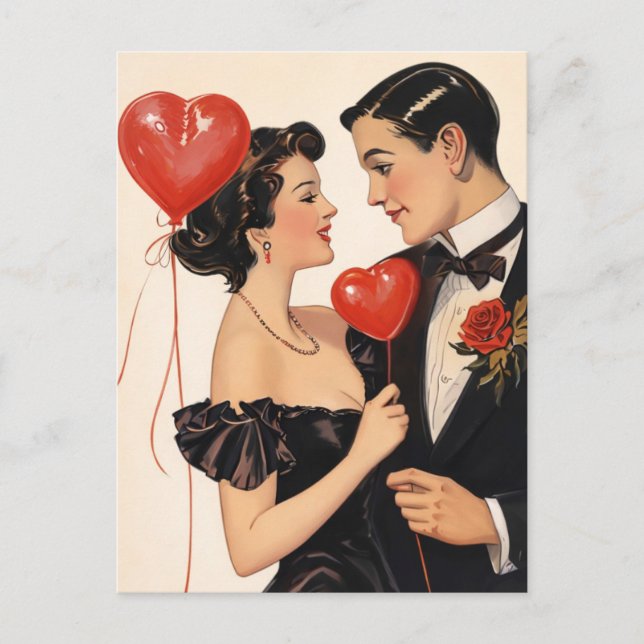 Postal 1930s Vintage Valentine Postcard – Romantic Art  (Anverso)