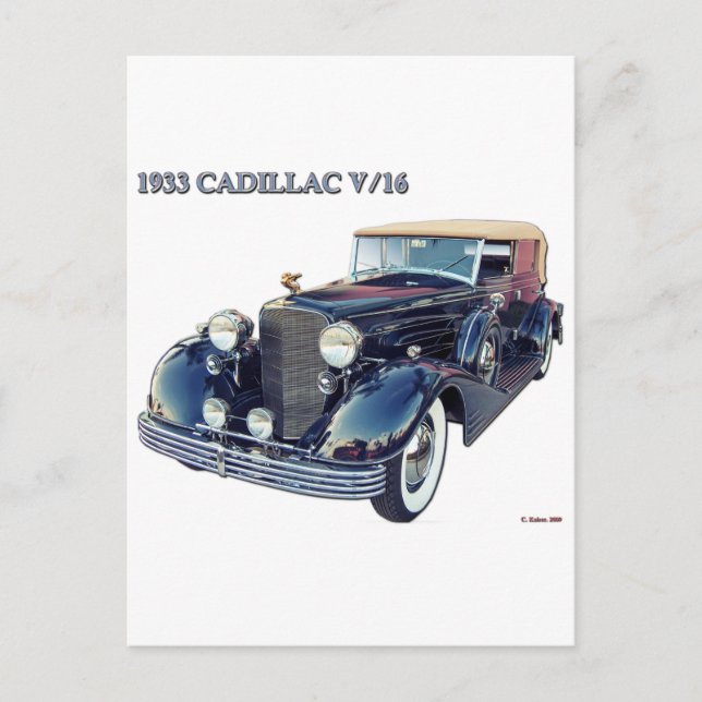 POSTAL 1933 CADILLAC V/16 #2 (Anverso)