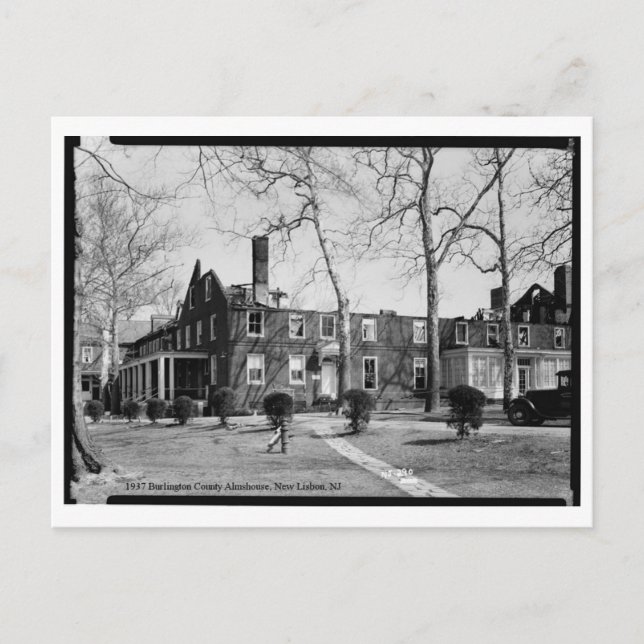 Postal 1937 Burlington County Almshouse, New Lisbon, NJ (Anverso)