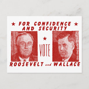 Postal 1940 Vote Roosevelt + Wallace, rojo