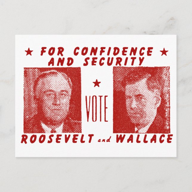 Postal 1940 Vote Roosevelt + Wallace, rojo (Anverso)