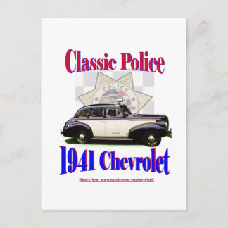 Postal 1941 policía clásica Chevrolet