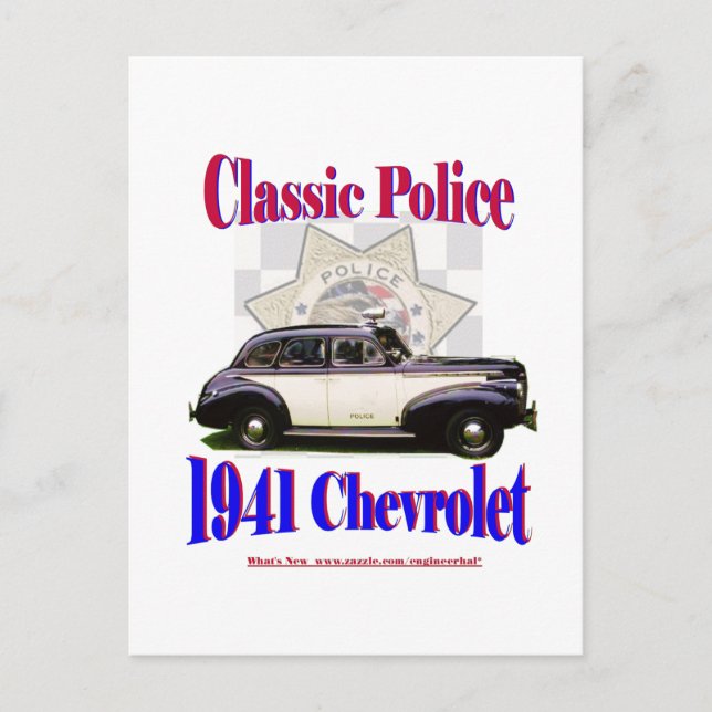 Postal 1941 policía clásica Chevrolet (Anverso)