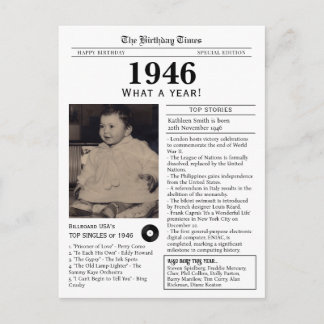 Postal 1946 Birthday Newspaper Postcard