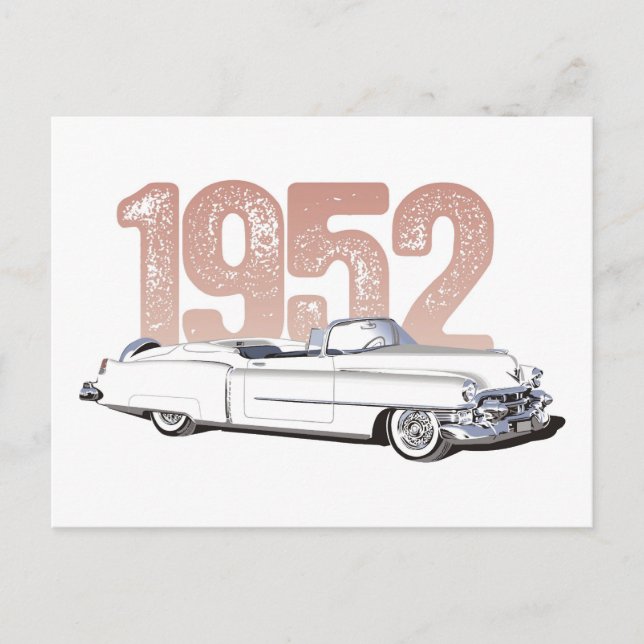 Postal 1952 Cadillac Coupe De Ville, descapotable blanco (Anverso)