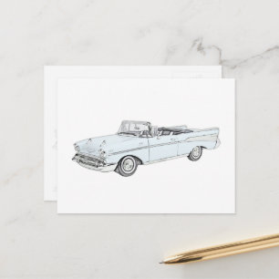 Postal 1957 Bebé azul y blanco convertible de aire de bis