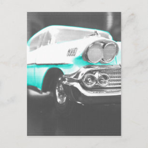 Postal 1958 chevy impala azul brillante auto clásico