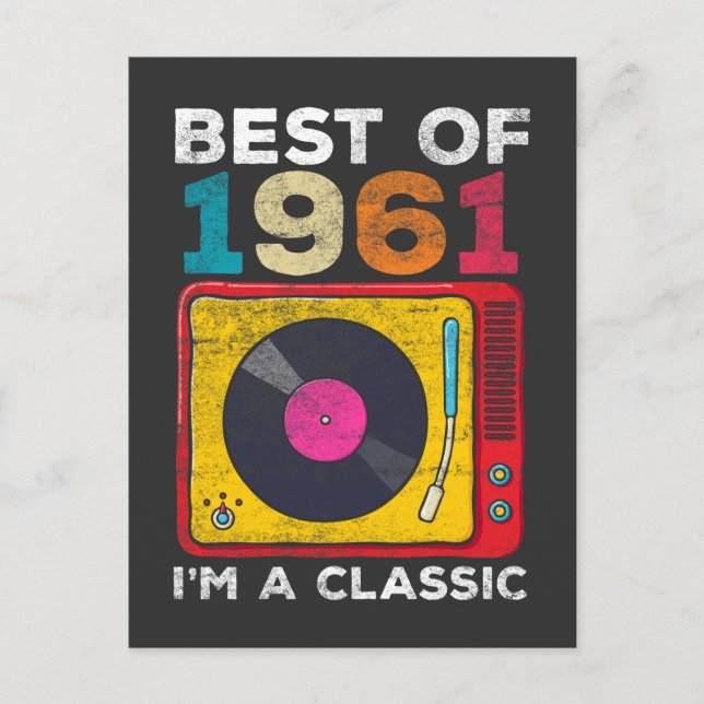 Postal 1961 Nacido Cumpleaños 60 Vinilos Música Clásica (Anverso)