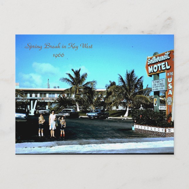 Postal 1966 el motel más situado más al sur Key West, (Anverso)