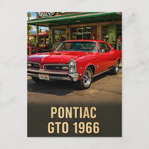 Postal 1966 Pontiac GTO Coche Muscle Americano Vintage