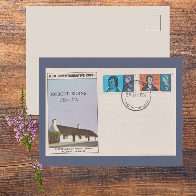 Postal 1966 Robert Burns Sobre de Primer Día Antiguo Lite (Robert Burns Poet Commemorative First Day Cover Vintage Royal Mail Postage Stamps Pen Pal Letter)