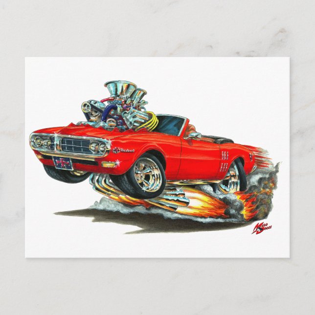 Postal 1967-68 Firebird Red Convertible (Anverso)