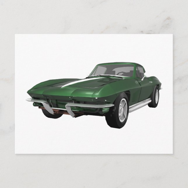 Postal 1967 Corvette Sports Car: Green Finish: (Anverso)