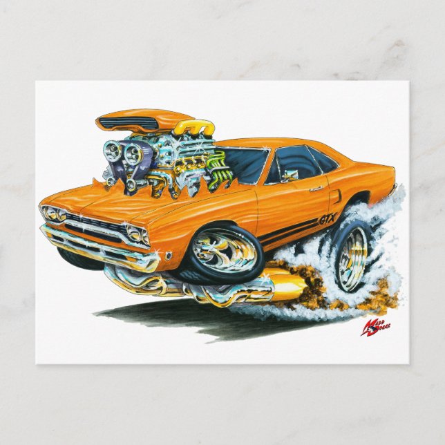 Postal 1968-69 Naranja Plymouth GTX (Anverso)