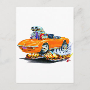Postal 1968-72 Naranja Corvette convertible