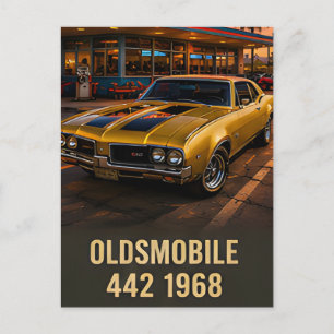 Postal 1968 Oldsmobile 442 Coche muscular americano vinta