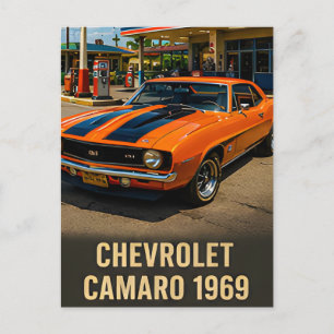 Postal 1969 Chevrolet Camaro Muscle Car Americano Antiguo