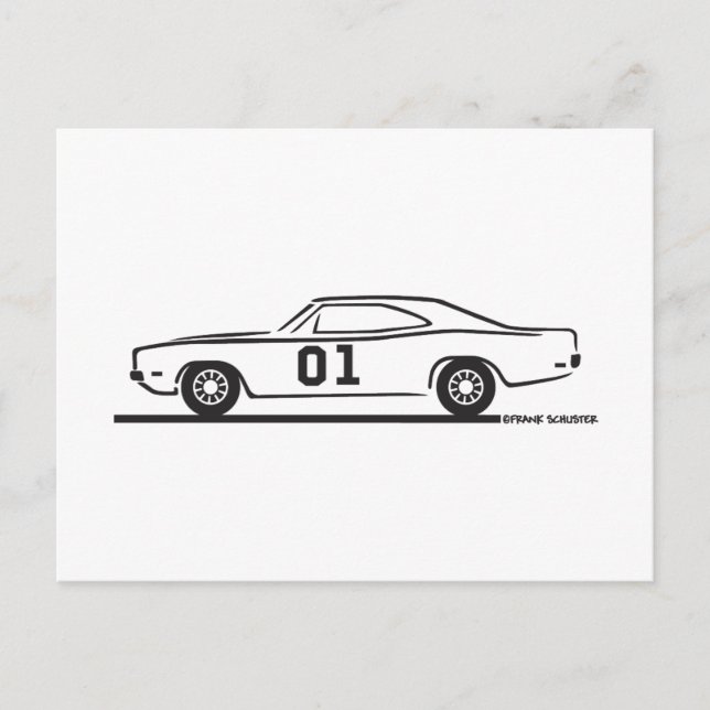 Postal 1969 Dodge Charger General Lee (Anverso)