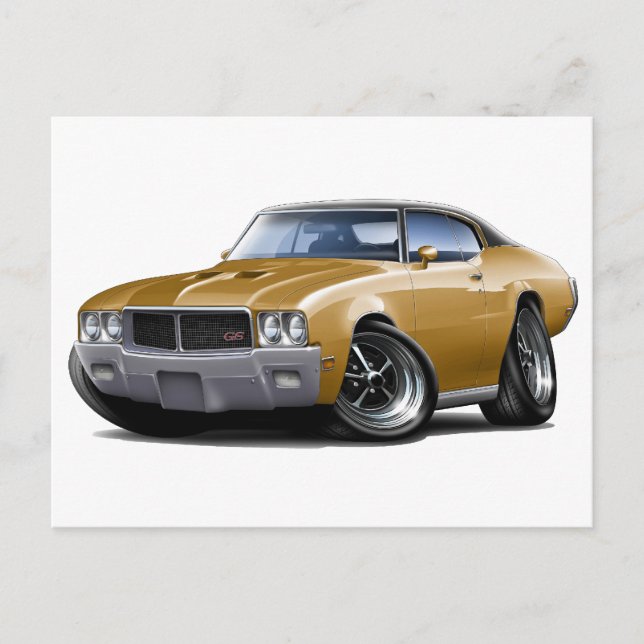 Postal 1970-72 Buick GS Gold Black Top Car (Anverso)