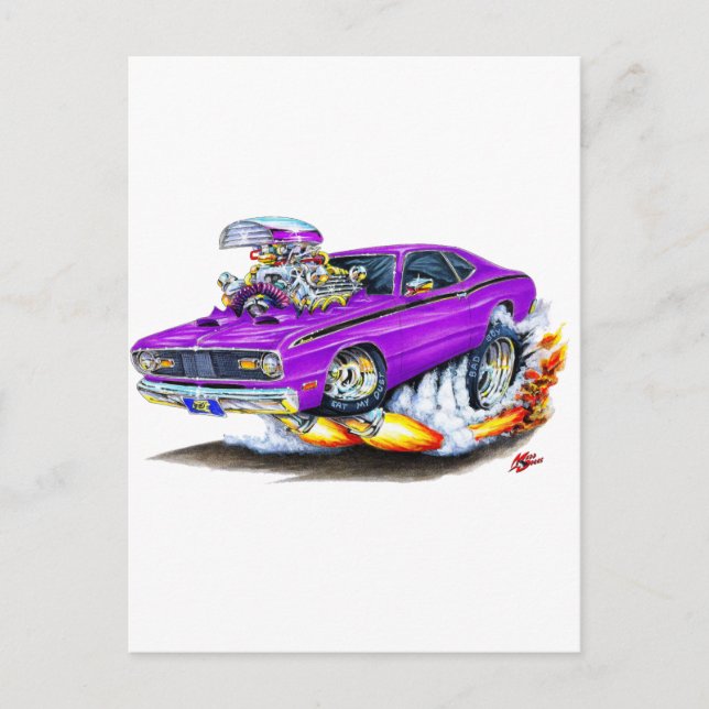 Postal 1970-74 Plymouth Duster Purple Car (Anverso)