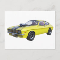 1970 Amarillo de coche muscular con franja negra