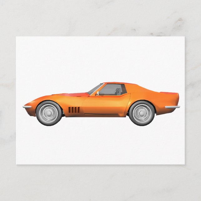 Postal 1970 Corvette Sports Car: Fin Naranja: (Anverso)