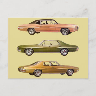 Postal 1970 tres muscle cars