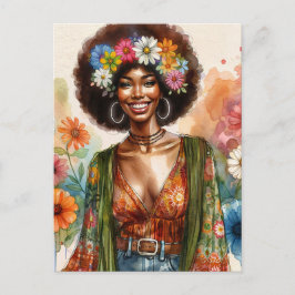 Postal 1970s African American Woman With Afro