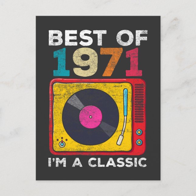 Postal 1971 Nacido Cumpleaños 50 Vinilos Música Clásica (Anverso)