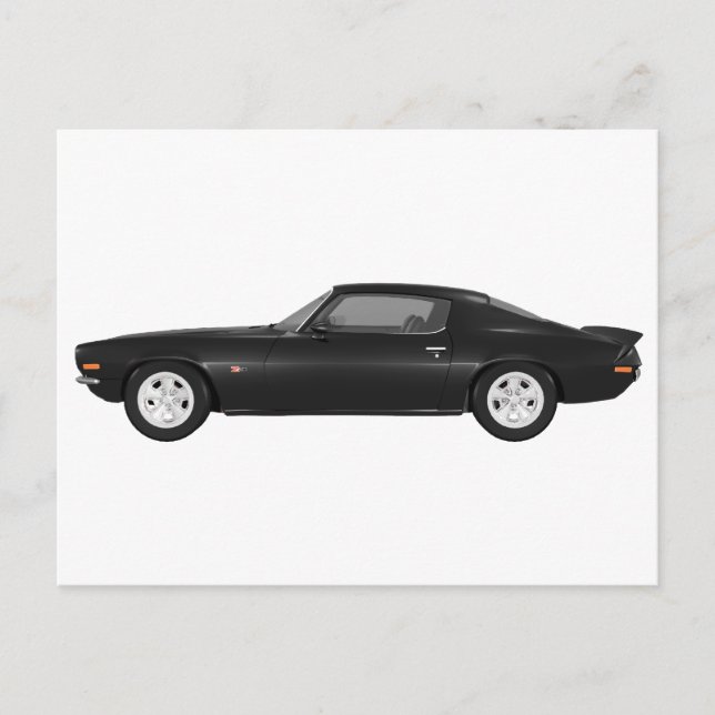 Postal 1972 Camaro Z28: Auto muscular: acabado negro (Anverso)