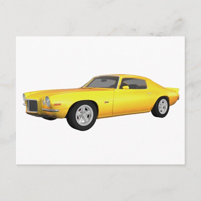 Postal 1972 Camaro Z28: Coche muscular: Fin amarillo: (Anverso)