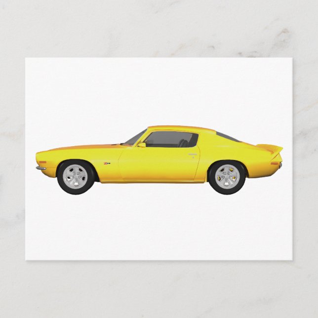 Postal 1972 Camaro Z28: Coche muscular: Fin amarillo: (Anverso)