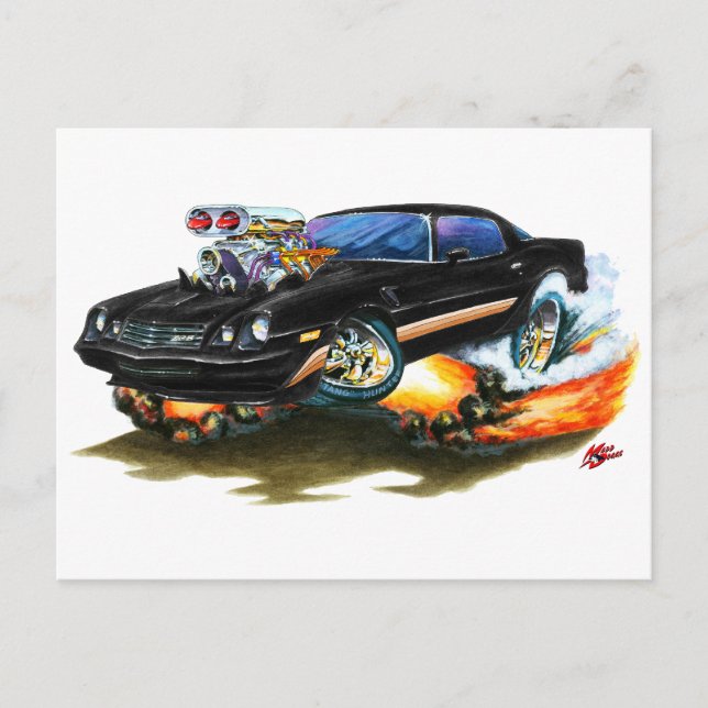 Postal 1979-81 Camaro Z28 Black-Gold Car (Anverso)