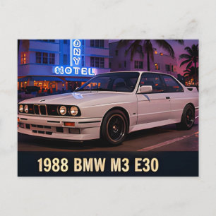 Postal 1988 BMW M3 E30 Miami Retro años 80 Alemán Deporte