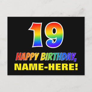 Postal 19.º cumpleaños: audaz, divertido, simple, arcoiri