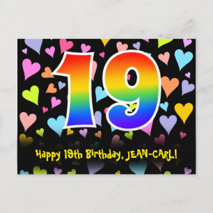 Postal 19.º cumpleaños: Patrón de corazones divertidos, a