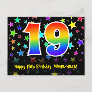 Postal 19.º cumpleaños: Patrón de estrellas divertidas, a