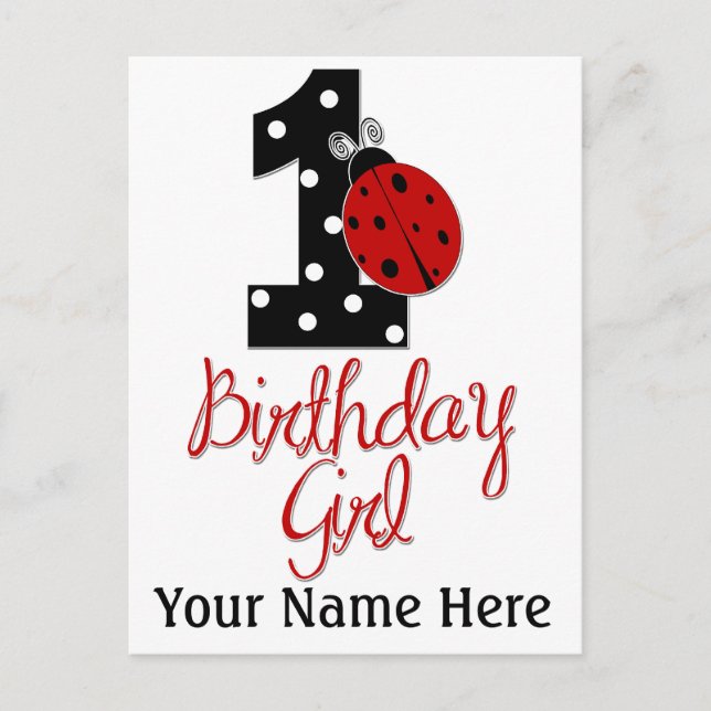 Postal 1.ᵉʳ Chica de cumpleaños - Lady Bug - 1 - Ladybug (Anverso)
