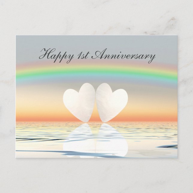 Postal 1.ᵉʳ Corazón de papel de aniversario (Anverso)