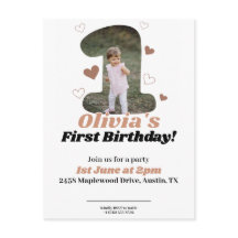 1.ᵉʳ cumpleaños Minimalista Beige Teddy Hearts