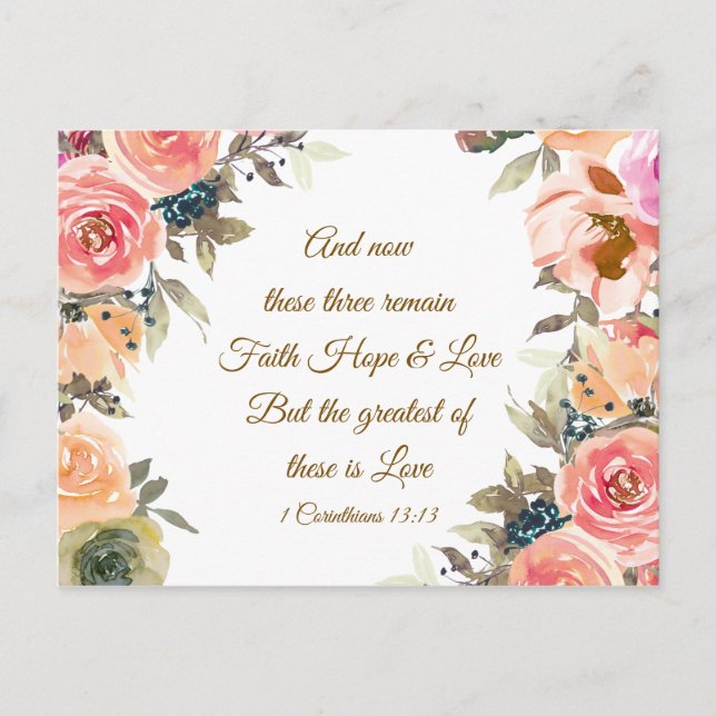 Postal 1 Corintios 13:13 Fe Hope Love Bible Verse