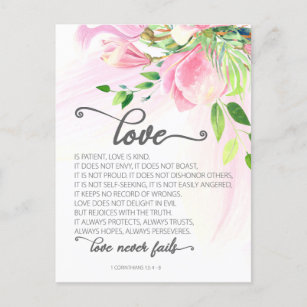 Postal 1 Corintios 13:4-8 El amor es la Magnolia rosa del