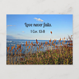 Postal 1 Corintios 13:8 El amor nunca falla.
