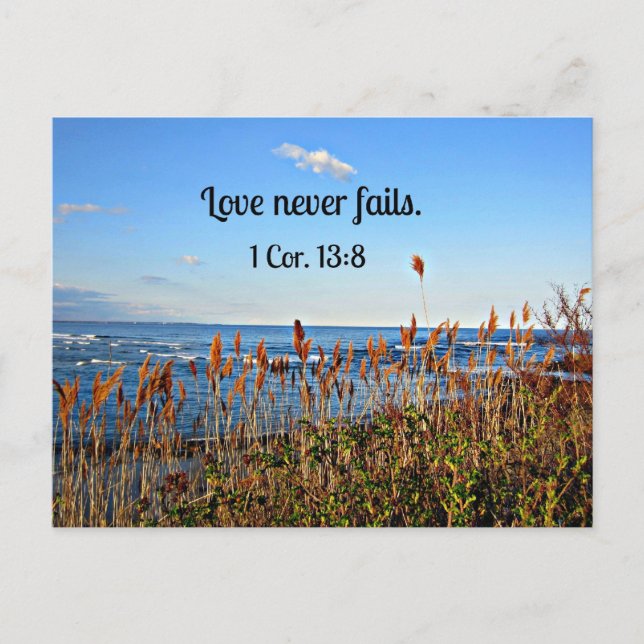 Postal 1 Corintios 13:8 El amor nunca falla. (Anverso)