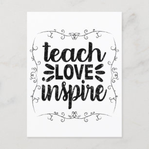 Postal 1- Enseñar amor inspira camiseta, profesor retro v